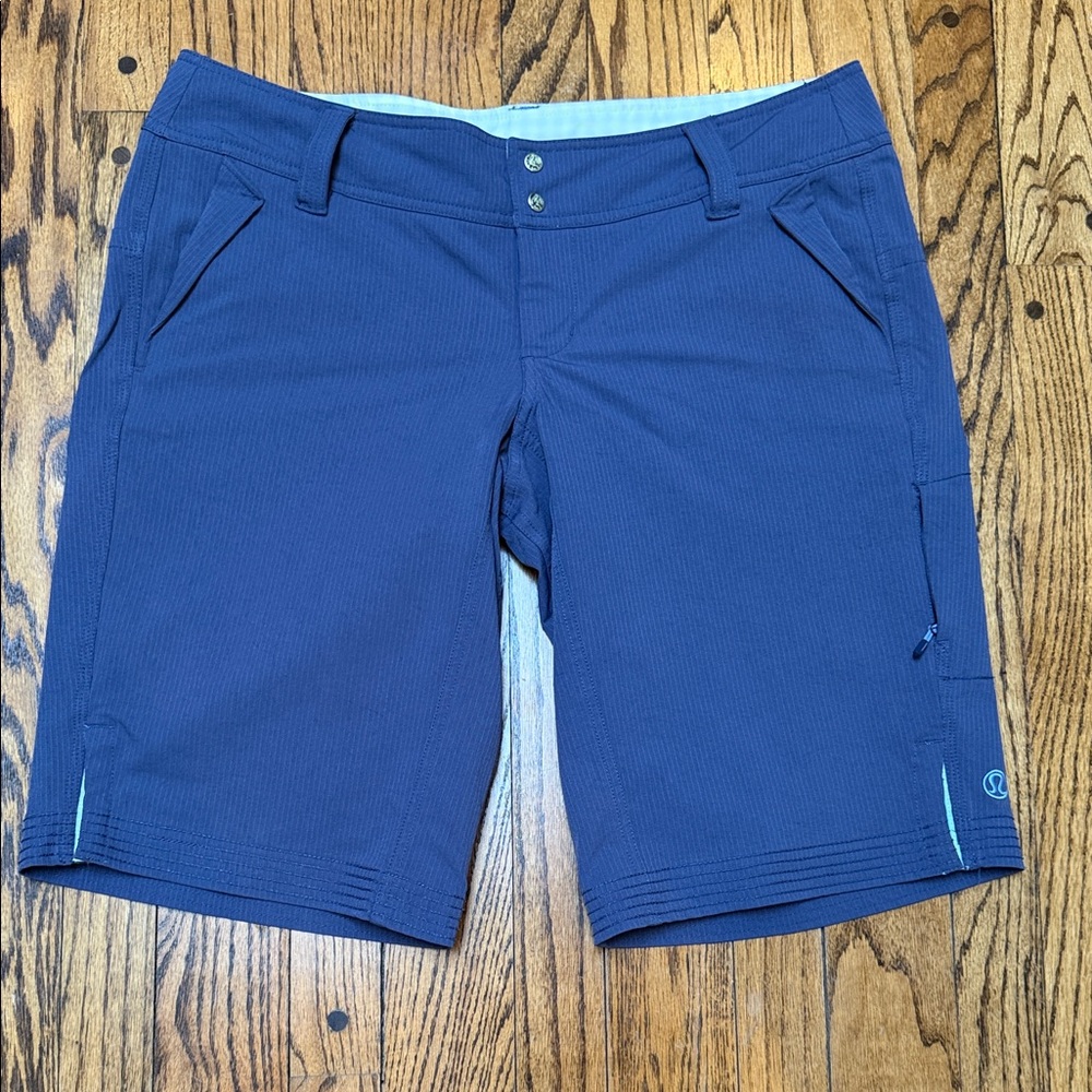 Lululemon sz 12 Longer Shorts Hiking Golfing Bermuda Walking purple and mint - Picture 2 of 12